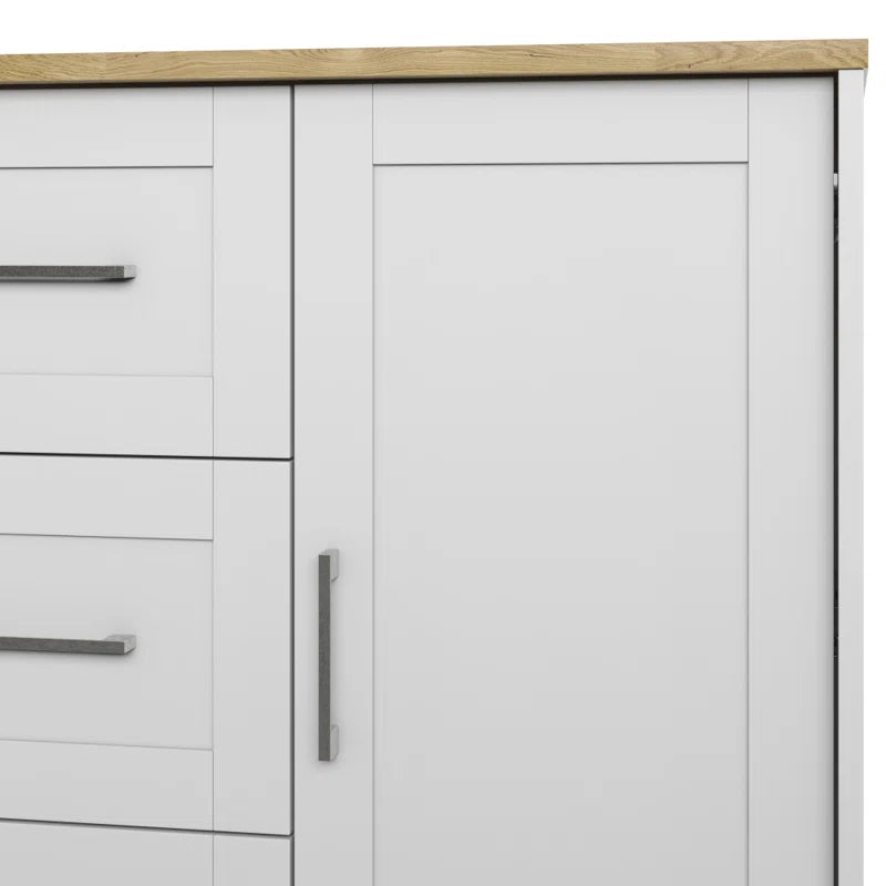 Kitchen Island Table: Elegant White Finish with Handy Storage Drawers