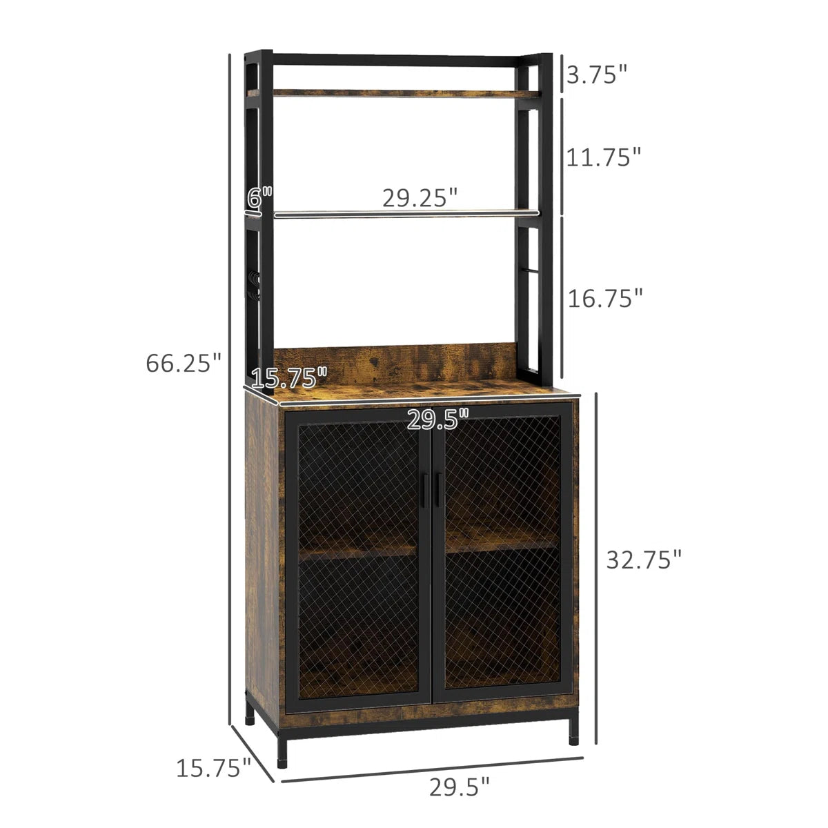 Kitchen Racks: 29.5" steel baker’s rack with microwave shelf, perfect for compact kitchen storage