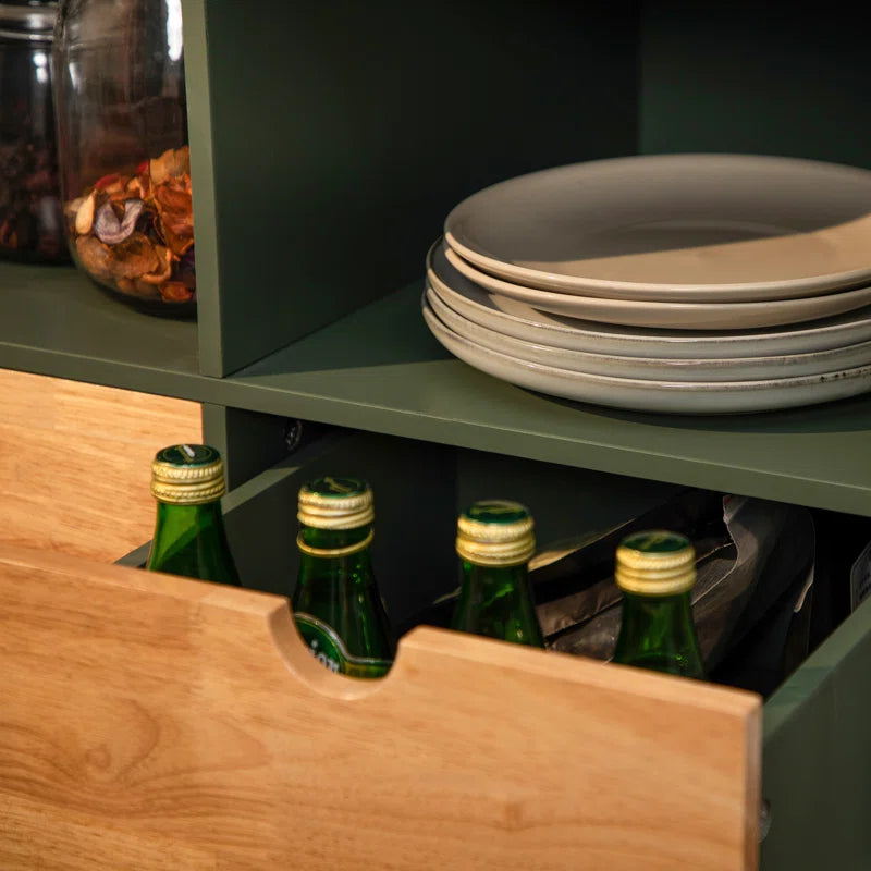Kitchen Island Table: Foldable Butcher Block Cart with Shelves, Drawers & Towel Rack