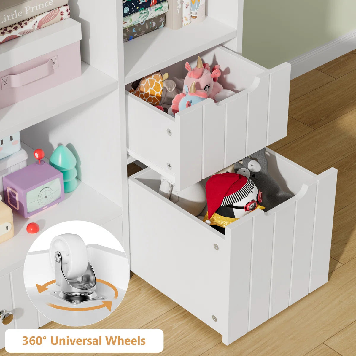 Kids Toy Storage Unit: 9-Cubby Bookcase with 5 Drawers for Toy & Book Storage