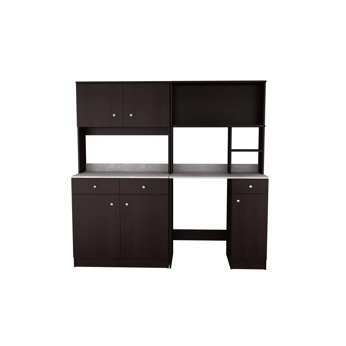 Microwave Stands: Ambrossia Espresso Kitchen the cabinet Set, 70.87" H x 72" W, Hardwood Cabinet with adjustable Shelves