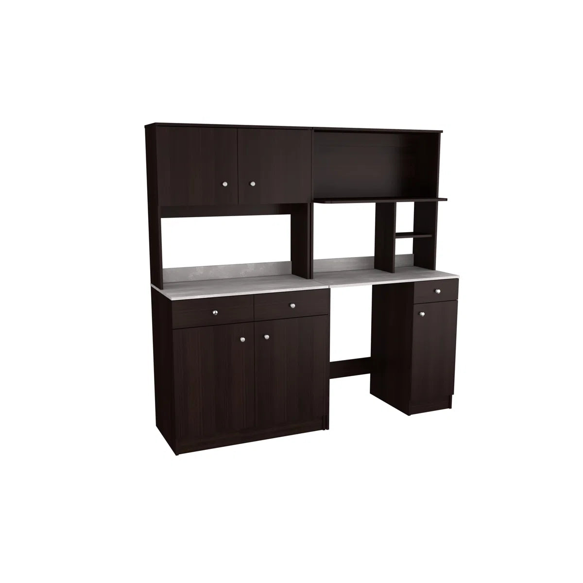 Microwave Stands: Ambrossia Espresso Kitchen the cabinet Set, 70.87" H x 72" W, Hardwood Cabinet with adjustable Shelves