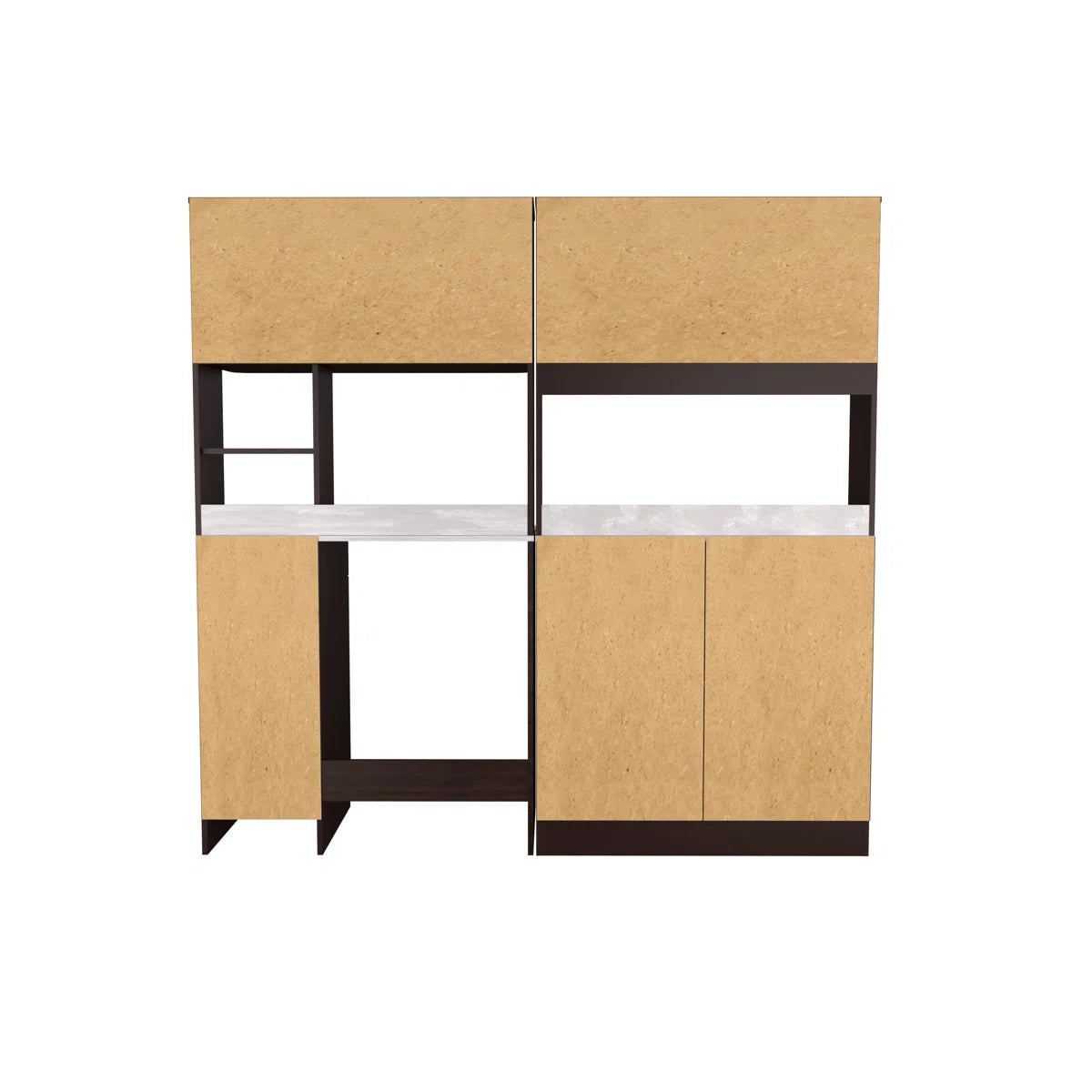 Microwave Stands: Ambrossia Espresso Kitchen the cabinet Set, 70.87" H x 72" W, Hardwood Cabinet with adjustable Shelves