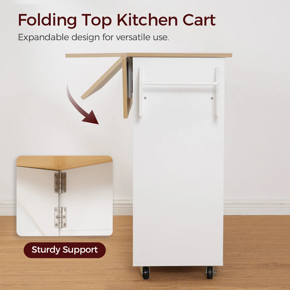 Kitchen Island Table: 52.8'' Foldable Kitchen Cart with Storage, Drawers, and Casters