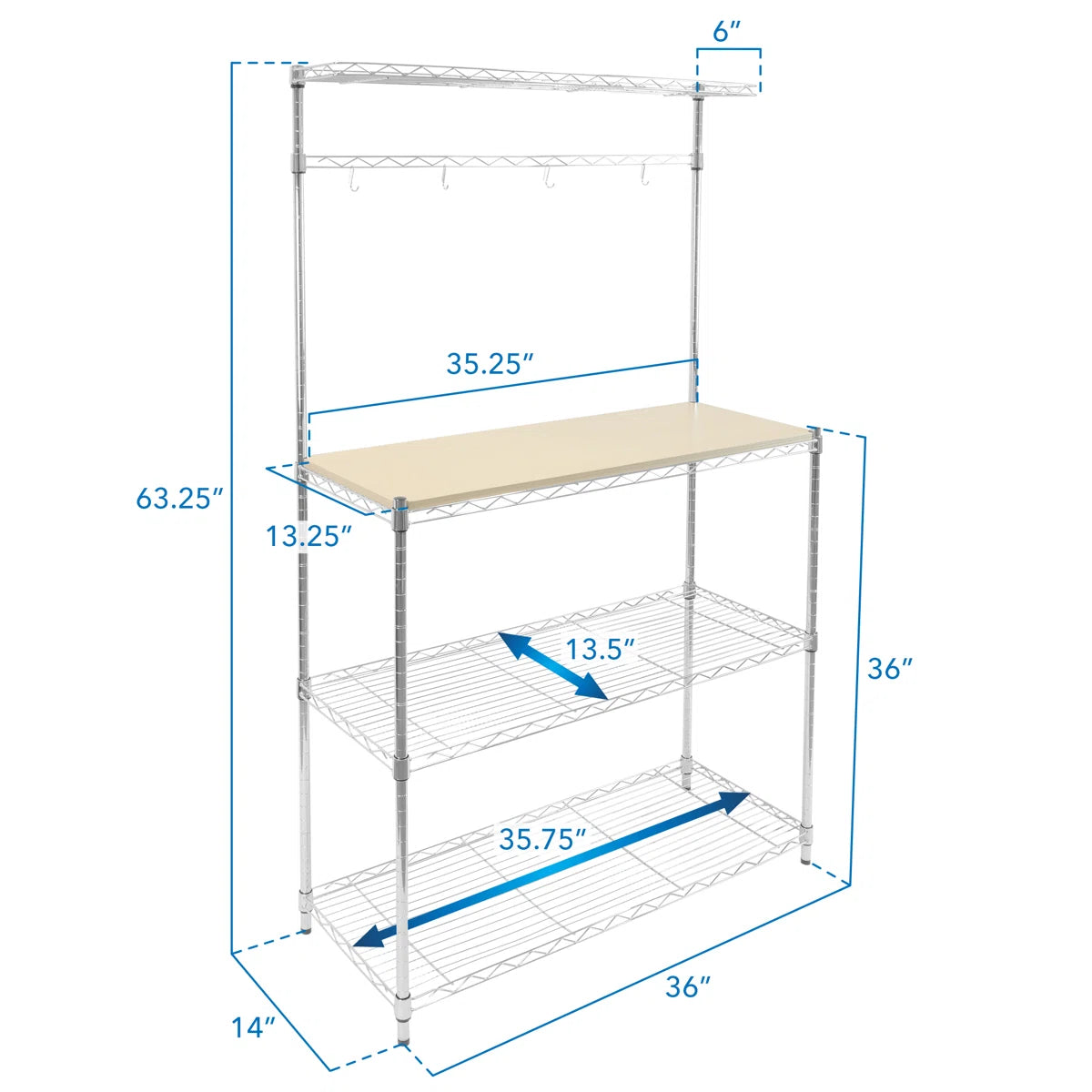Kitchen Racks: 36'' Typical Baker's Rack Compatible with Microwaves