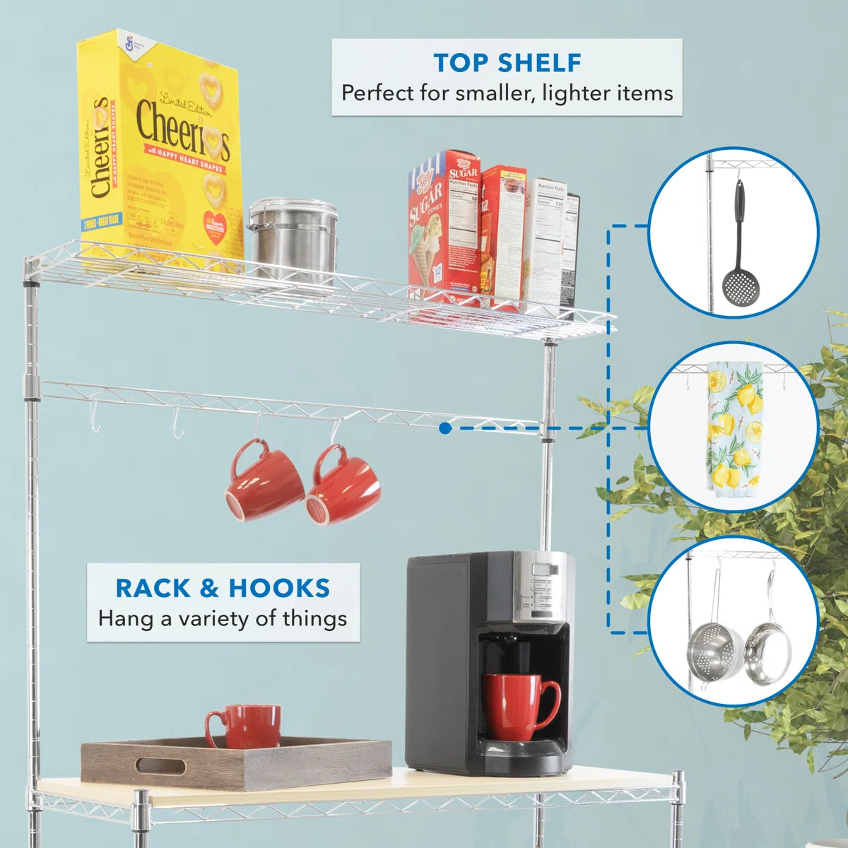 Kitchen Racks: 36'' Typical Baker's Rack Compatible with Microwaves