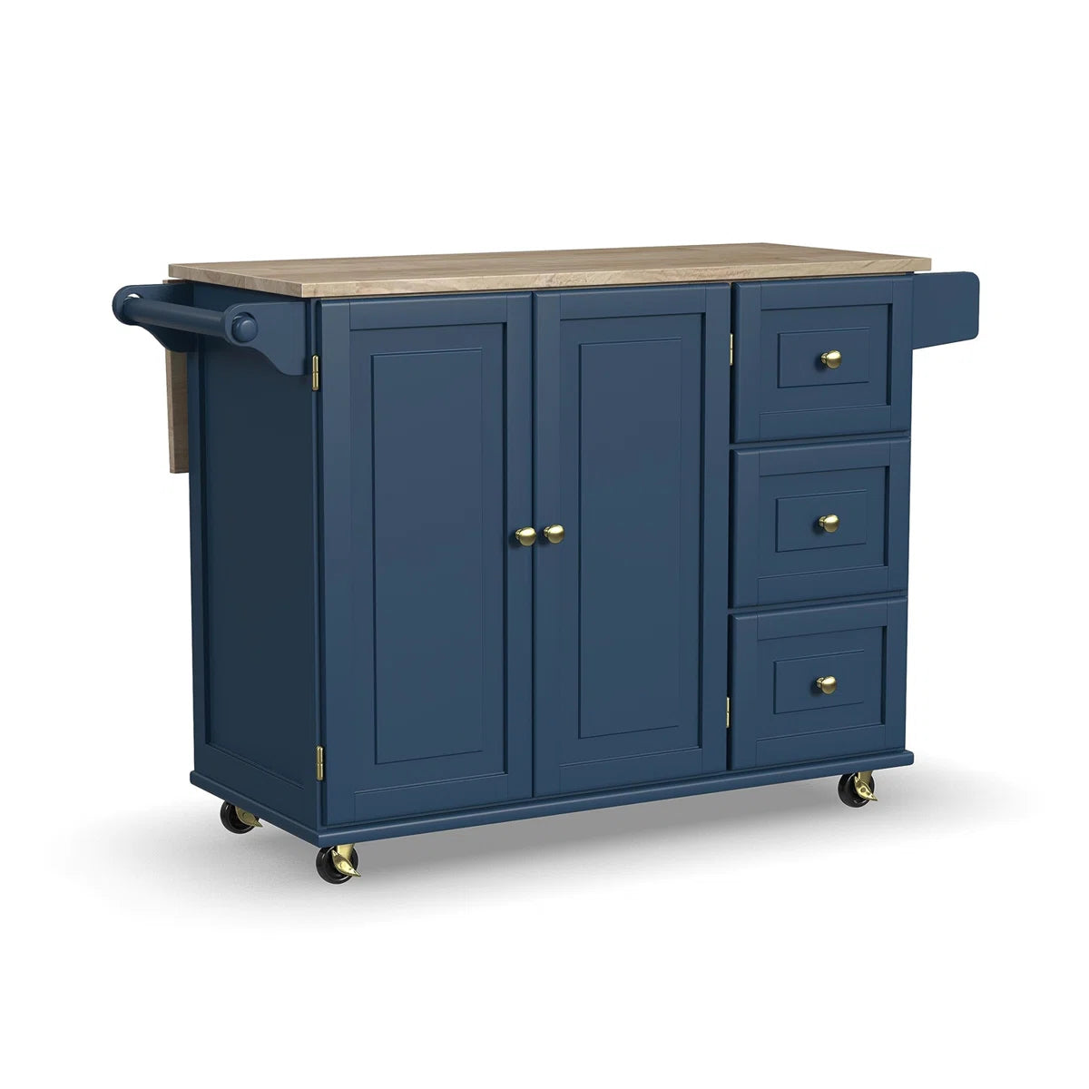 Kitchen Island Table: 53.5" wide Granite Top Kitchen Cart with Locking Wheels and Ample Storage