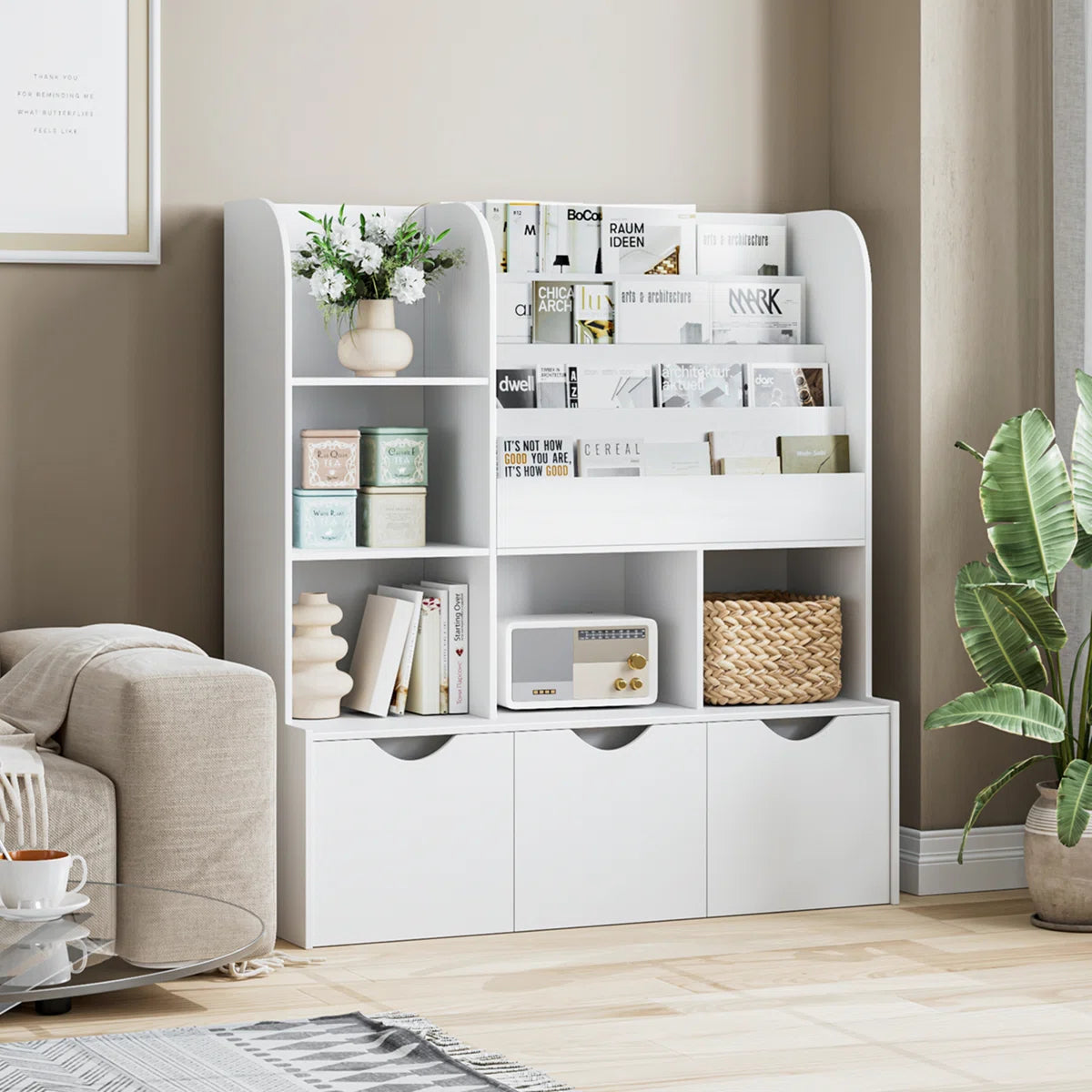 Kids Toy Storage Unit: 47.2'' Wide Montessori-Inspired Organiser with Adjustable Shelves & Wheeled Bins