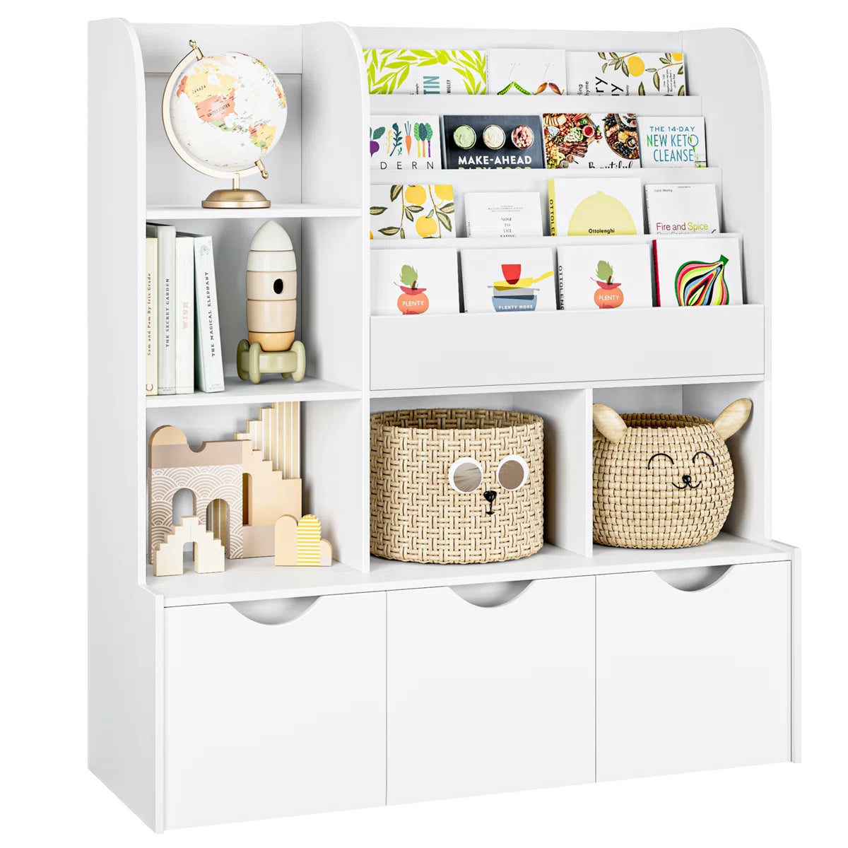 Kids Toy Storage Unit: 47.2'' Wide Montessori-Inspired Organiser with Adjustable Shelves & Wheeled Bins
