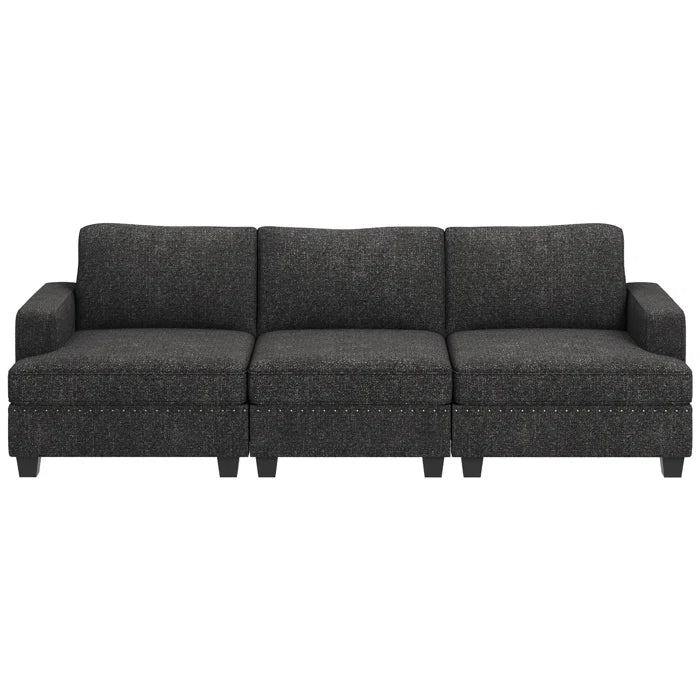 7 Seater Sofa Set: Compact Modular 3-Seater Upholstered Sectional Couch
