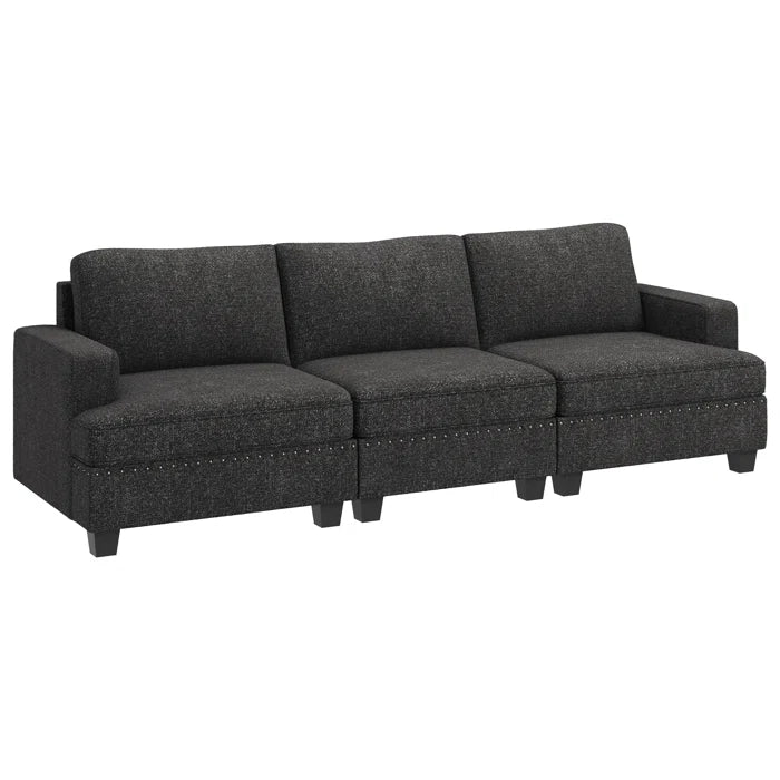 7 Seater Sofa Set: Compact Modular 3-Seater Upholstered Sectional Couch