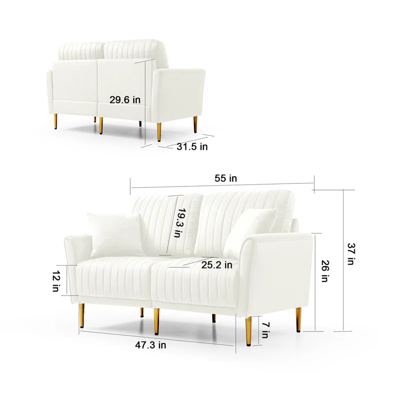 Luxury Sofa Sets: 4-Piece Velvet Sofa Set with Sofa, Loveseat, Chair & Ottoman – Gold Legs, Art Deco Design