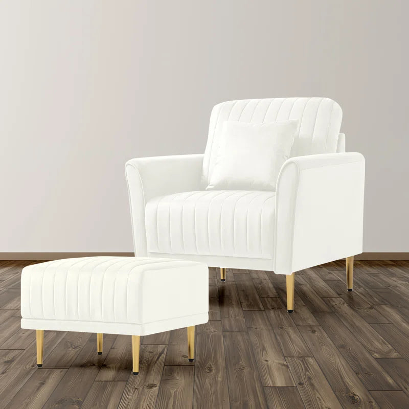 Luxury Sofa Sets: 4-Piece Velvet Sofa Set with Sofa, Loveseat, Chair & Ottoman – Gold Legs, Art Deco Design