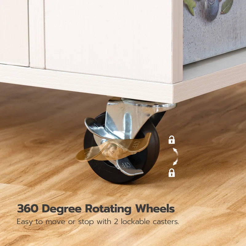 Kitchen Island Table: 26'' Wide Classic Multi-Storage Cart with Charging Station