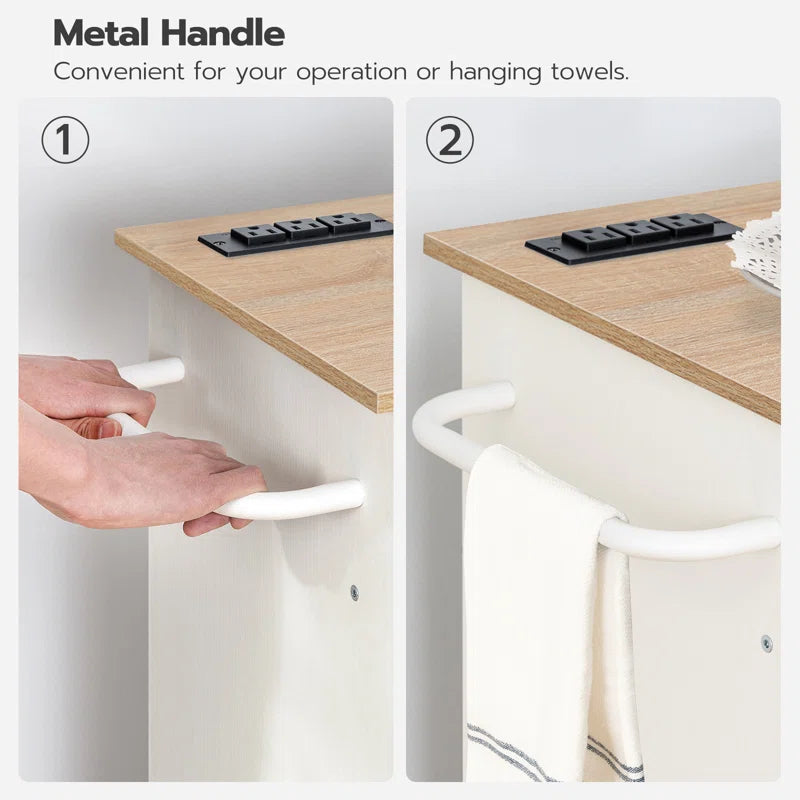 Kitchen Island Table: 26'' Wide Classic Multi-Storage Cart with Charging Station