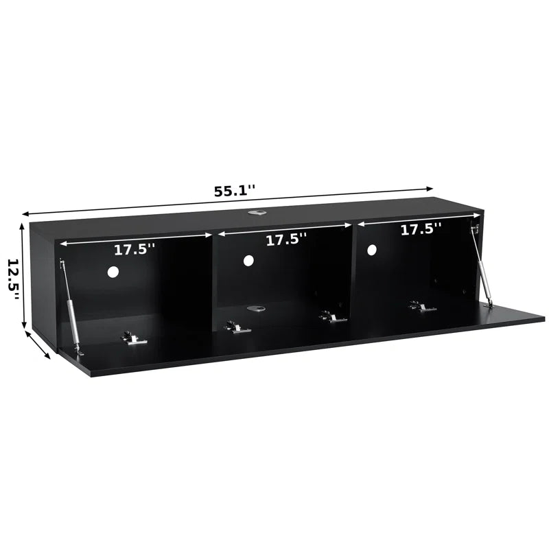 tv panel: 63" Floating TV Console with LED Lighting and Hidden Media Storage