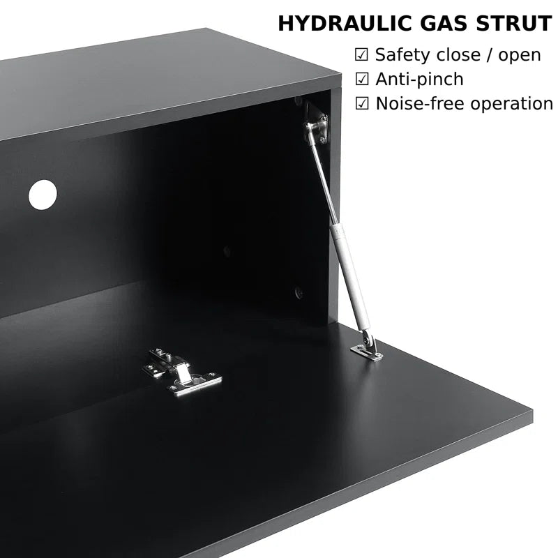 tv panel: 63" Floating TV Console with LED Lighting and Hidden Media Storage