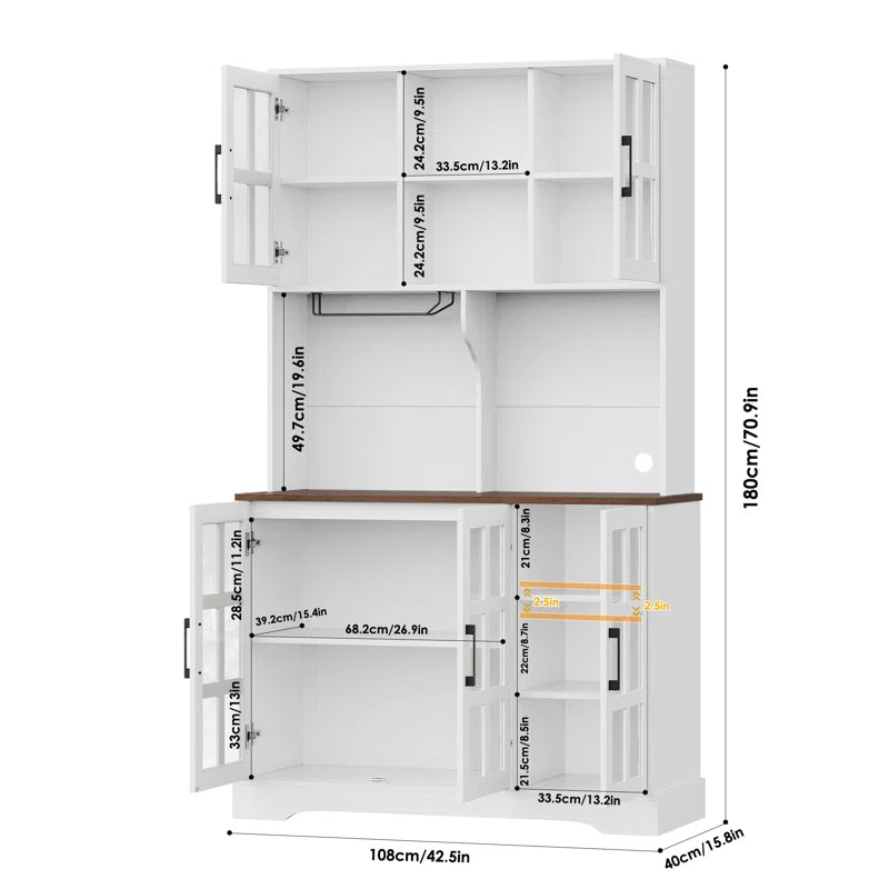 Microwave Stands: 72" Kitchen Pantry with Microwave Hutches