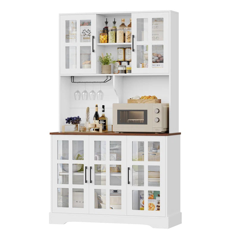 Microwave Stands: 74" Kitchen Pantry with Microwave Stands