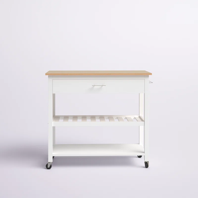 Kitchen Island Table: Compact Wooden Rolling Cart with Drawers, Racks & Wheels
