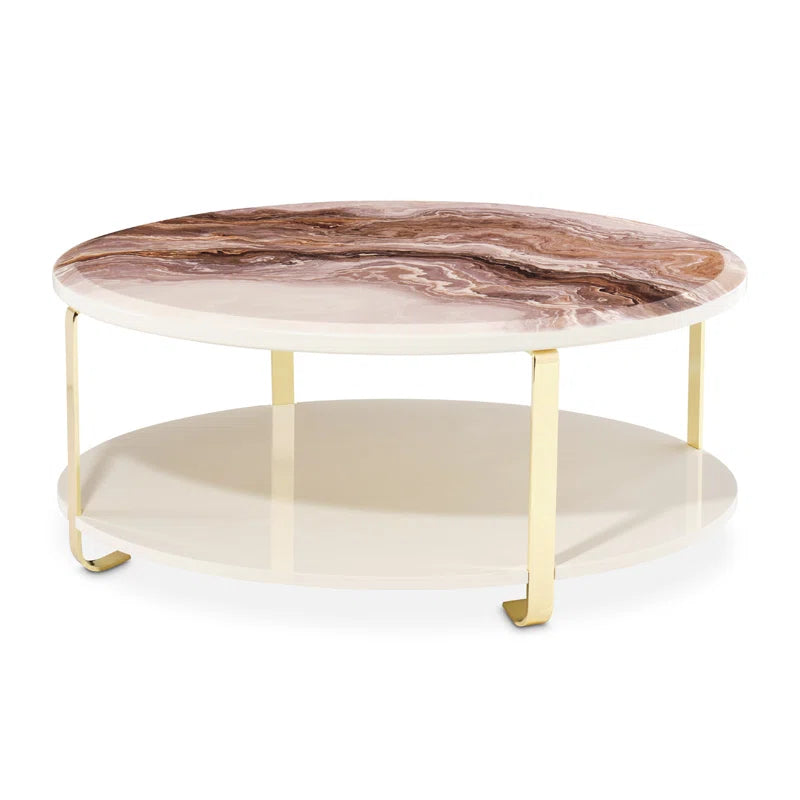 Luxury Sofa Sets: 2-Piece Beige Velvet Sofa with Gold Accents & Faux-Marble Coffee Table