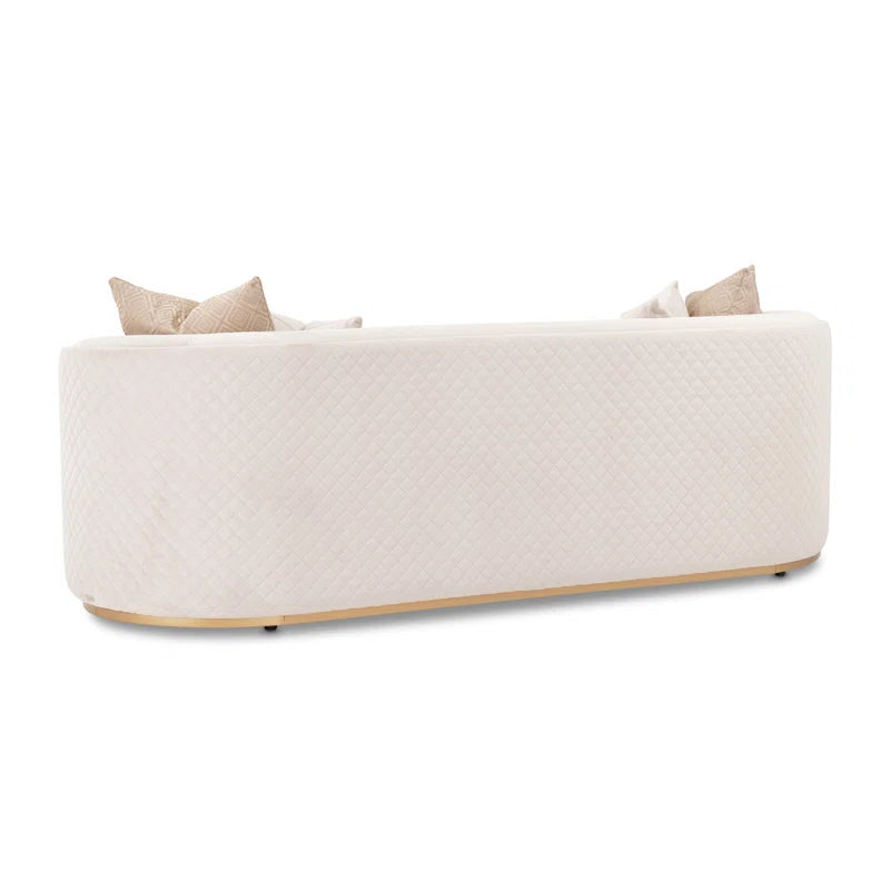 Luxury Sofa Sets: 2-Piece Beige Velvet Sofa with Gold Accents & Faux-Marble Coffee Table
