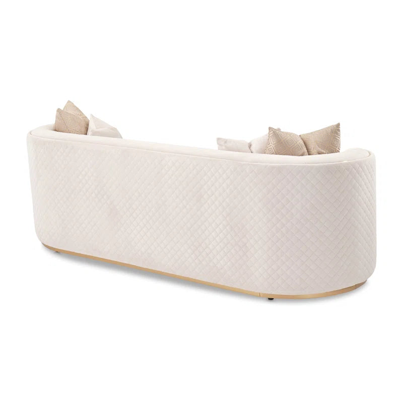 Luxury Sofa Sets: 2-Piece Beige Velvet Sofa with Gold Accents & Faux-Marble Coffee Table