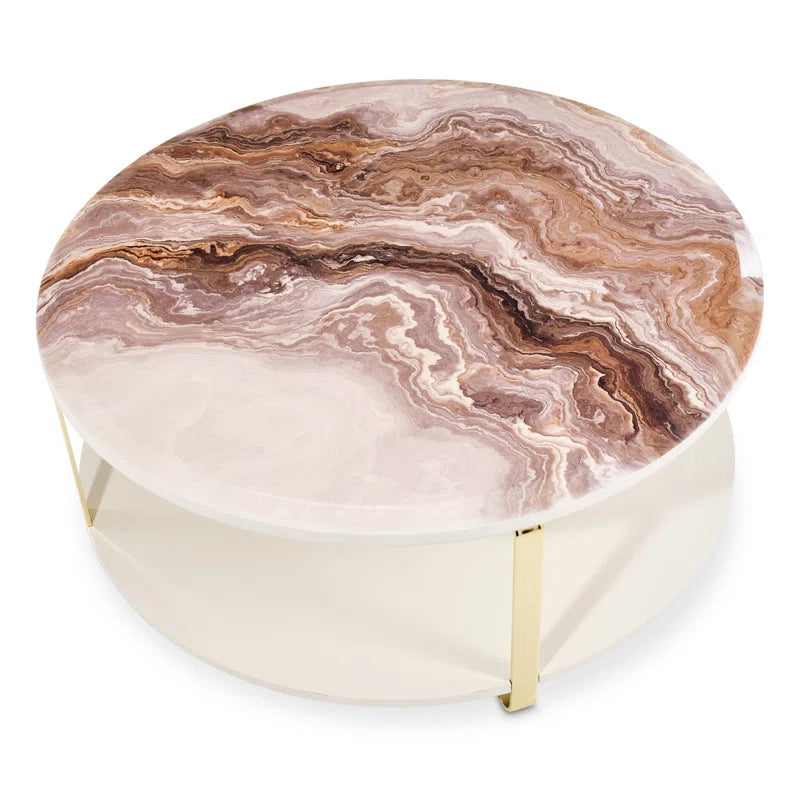 Luxury Sofa Sets: 2-Piece Beige Velvet Sofa with Gold Accents & Faux-Marble Coffee Table