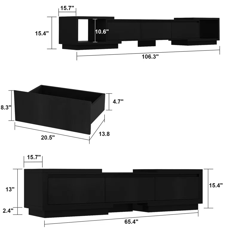 tv panel :Contemporary Media Unit for 85" TVs with Storage