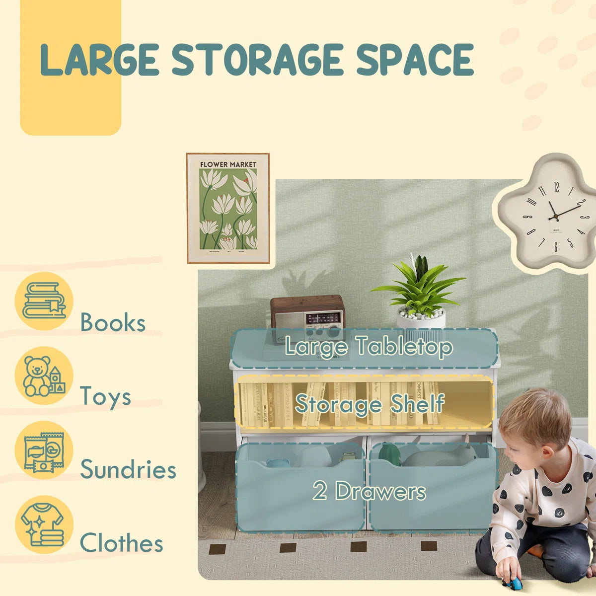 Kids Toy Storage Unit – Isabelle & Max™ Kids Bookcase with Drawers & Shelves