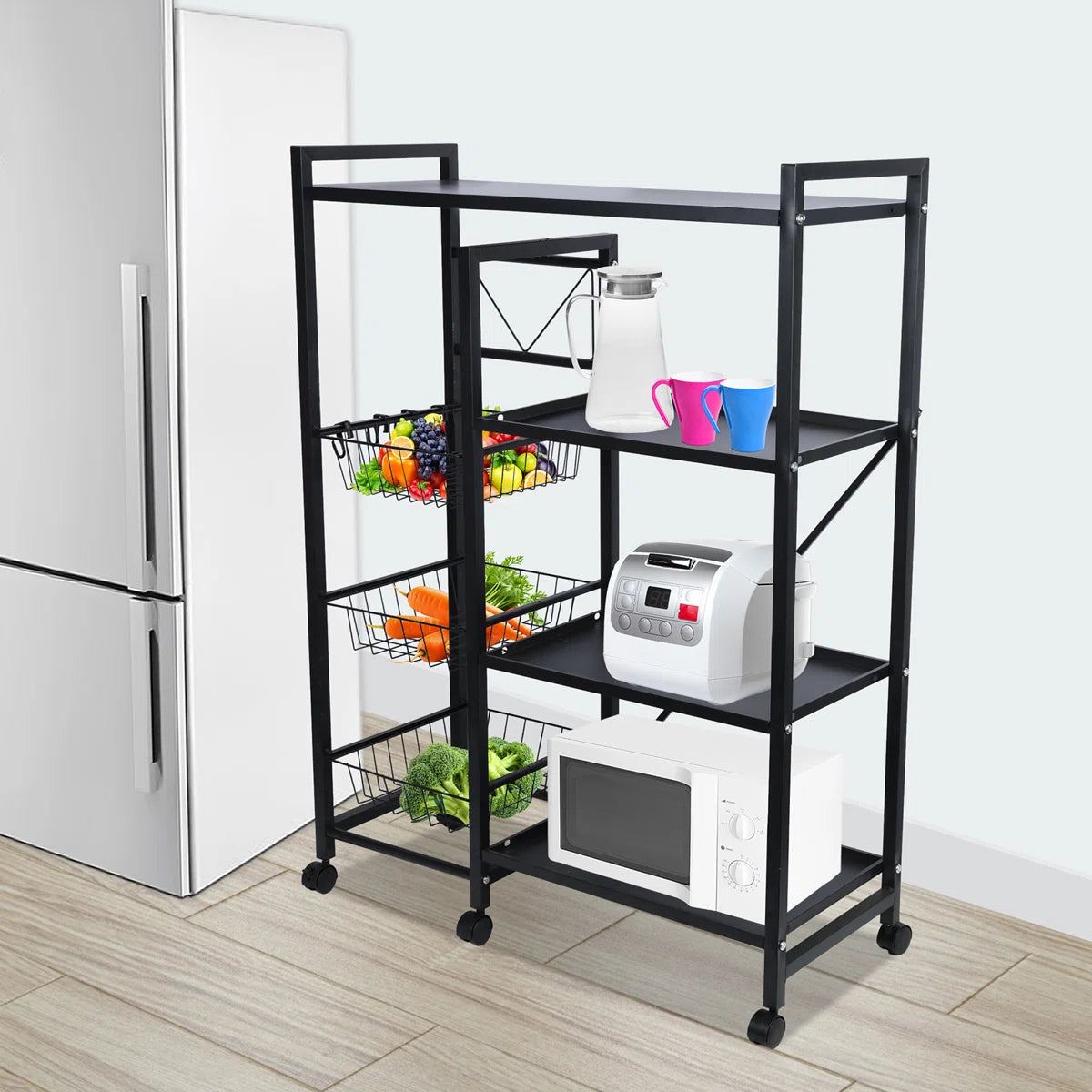 Kitchen Racks: Heavy-Duty Utility Storage Rack with Wheels and Slide-Out Baskets