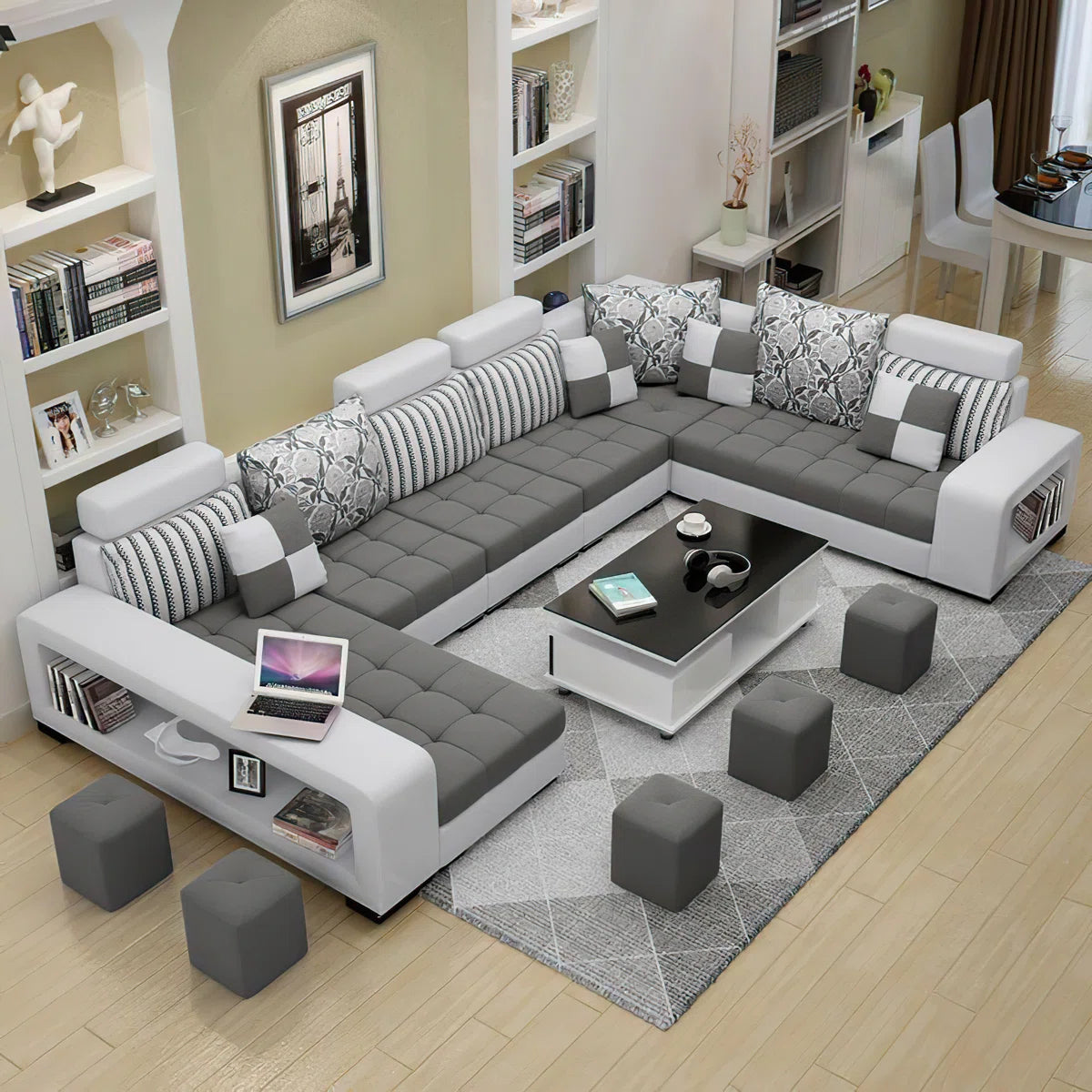 7 Seater Sofa Set: 5-Piece L- Shape Comfortable Sectional Sofa Set