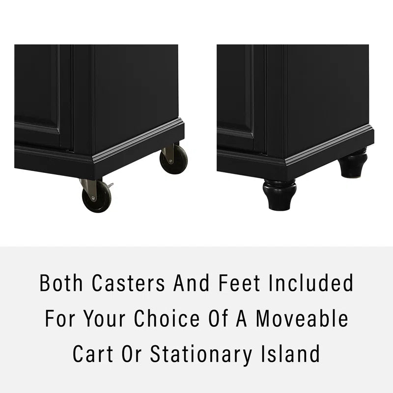 Kitchen Island Table: Compact Granite-Top Kitchen Cart with Storage & Adjustable Shelves