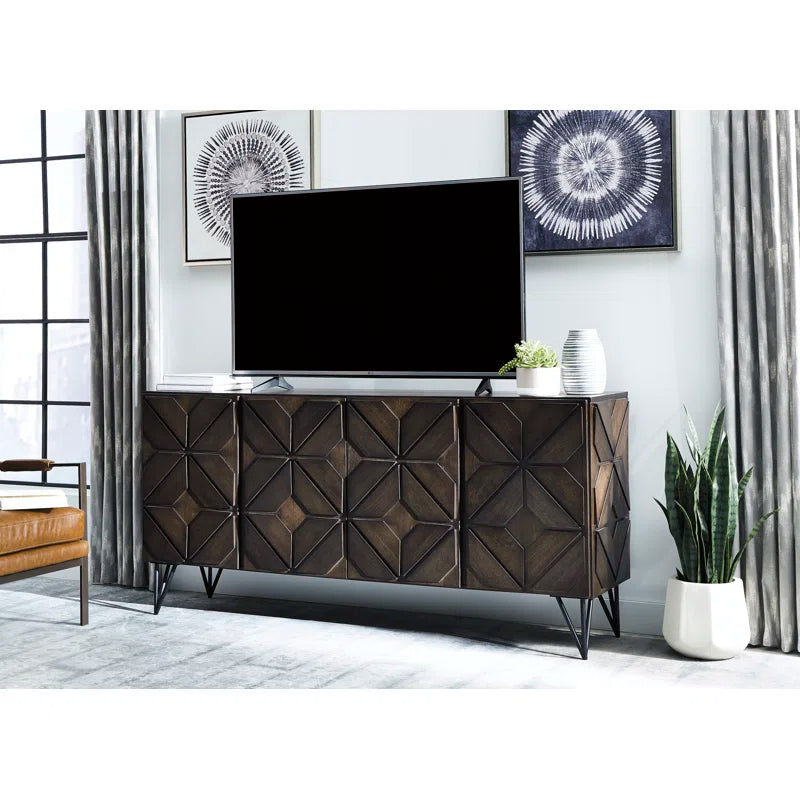 tv panel: 78" Compatible Entertainment Console with Modern Look and Functional Storage Options