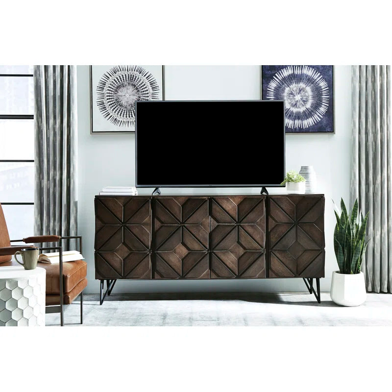 tv panel: 78" Compatible Entertainment Console with Modern Look and Functional Storage Options