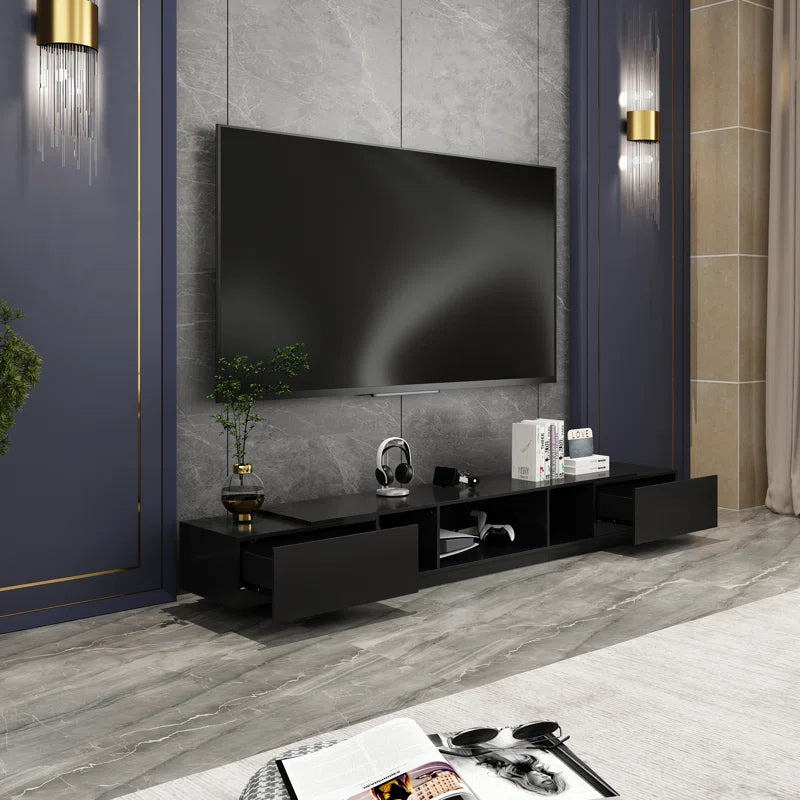 tv panel: 94.5" wide storage credenza with modern design and ample compartments