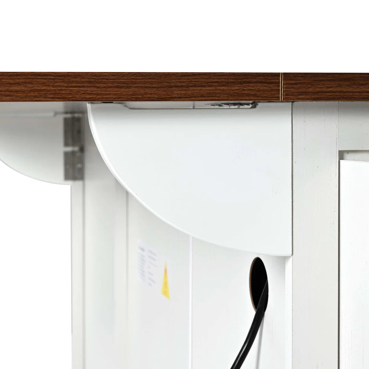 Kitchen Island Table with Drop Leaf, Charging Station & Ample Storage – White Finish