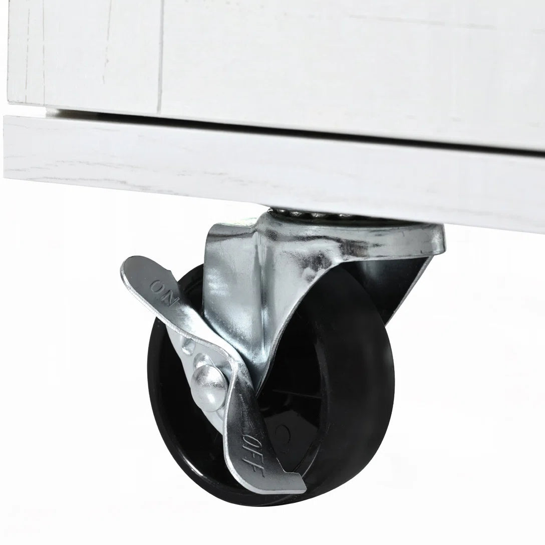 Kitchen Island Table with Drop Leaf, Charging Station & Ample Storage – White Finish