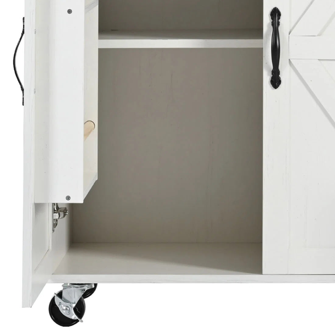 Kitchen Island Table with Drop Leaf, Charging Station & Ample Storage – White Finish