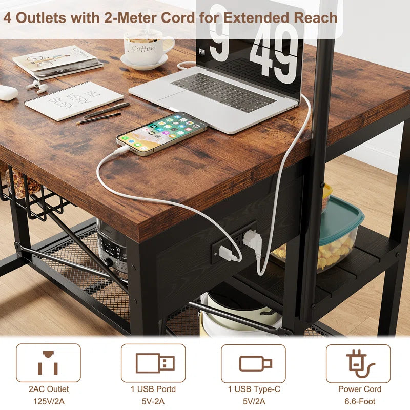 Kitchen Rack: Baker's Rack with 5 Racks and Kitchen Island with Storage