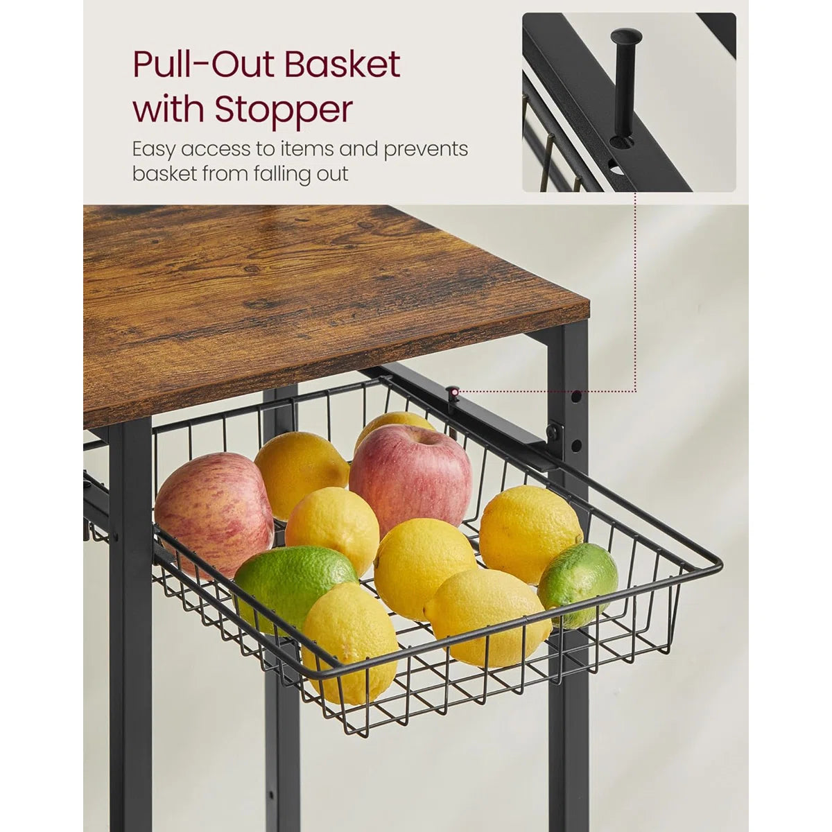 Kitchen Rack: Baker's Rack with Power Outlet, Microwave Stand, 4 AC Outlets, with 8 S-Hooks, and Adjustable Shelves