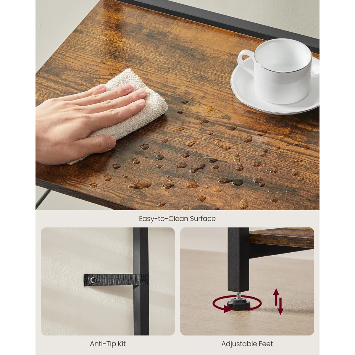 Kitchen Rack: Baker's Rack with Power Outlet, Microwave Stand, 4 AC Outlets, with 8 S-Hooks, and Adjustable Shelves