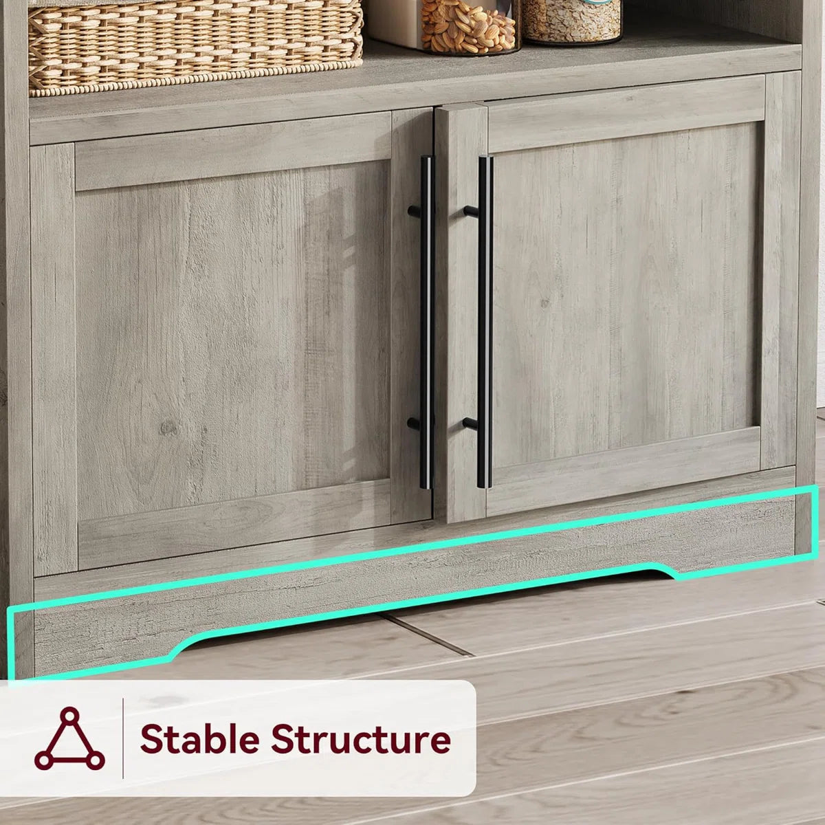 Kitchen Rack: Bakers Rack Cabinet with Power Outlet, Bakers Rack with Thickened Counter, and Microwave Stand