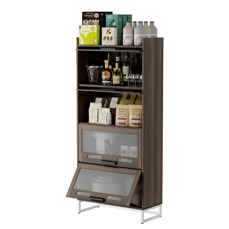 Kitchen Racks: Multi-Layer Kitchen Organizer with Casters and Glass Fronts