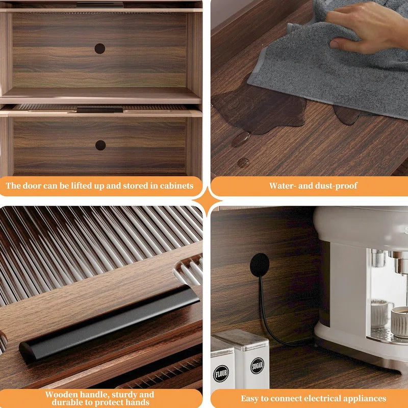 Kitchen Racks: Multi-Layer Kitchen Organizer with Casters and Glass Fronts