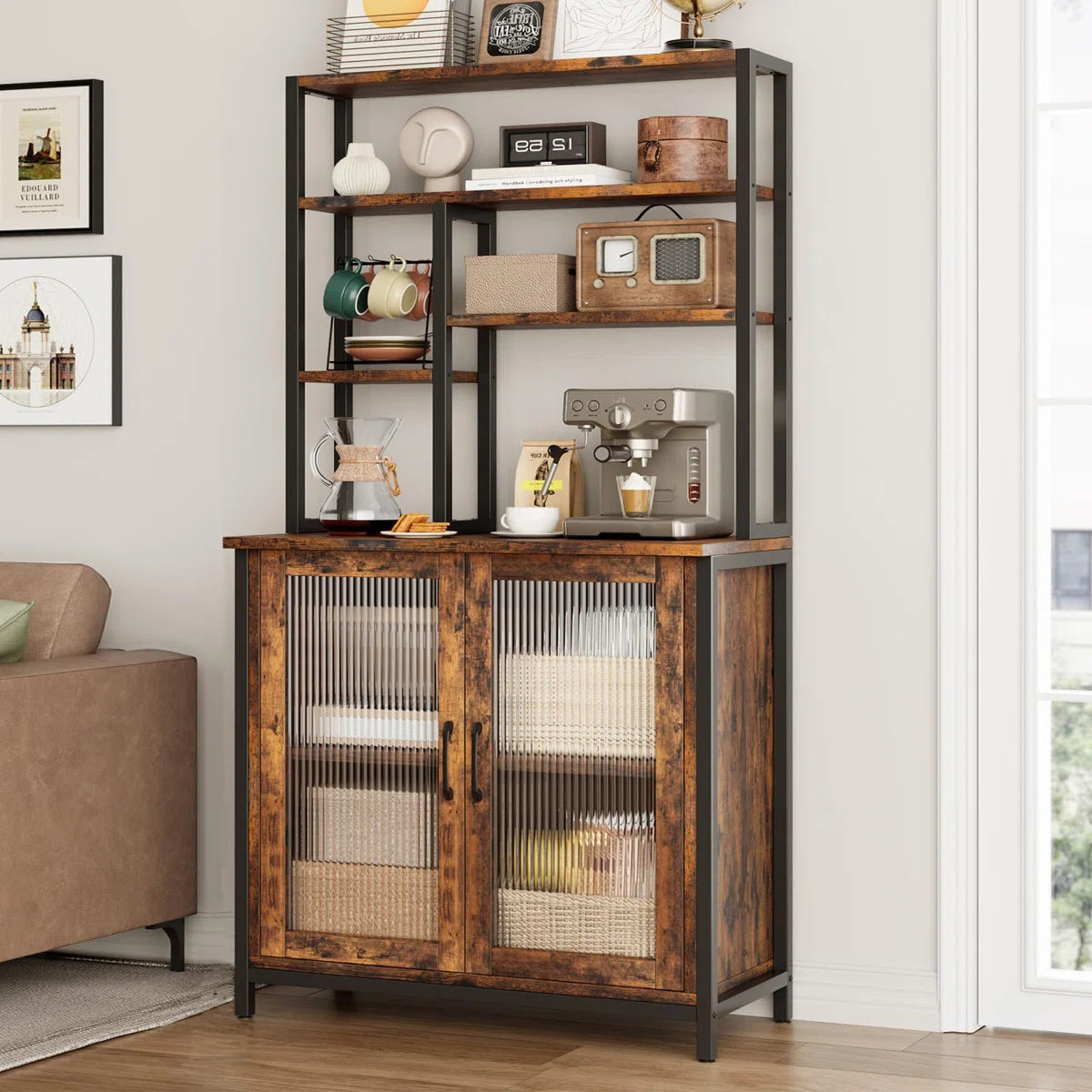 Microwave Stands: 5-Tier Baker’s Rack with Cabinet for Kitchen Storage