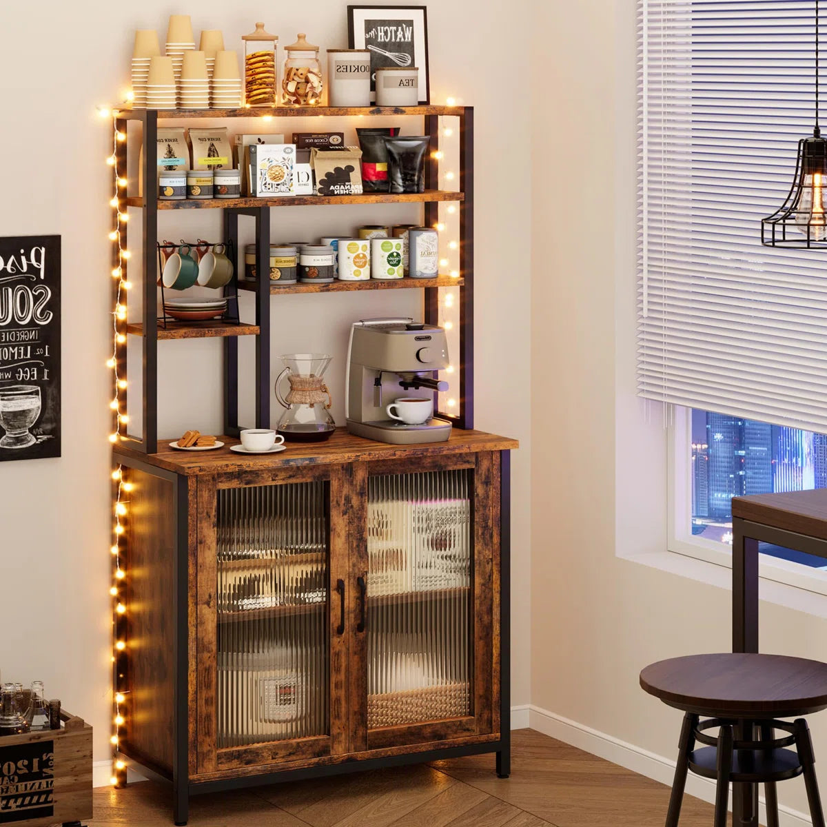 Microwave Stands: 5-Tier Baker’s Rack with Cabinet for Kitchen Storage