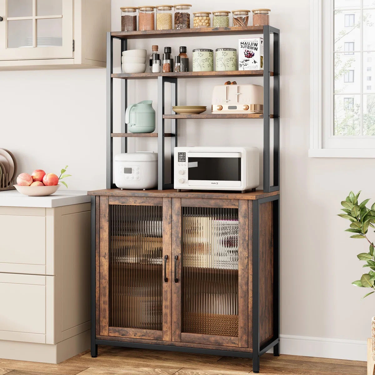 Microwave Stands: 5-Tier Baker’s Rack with Cabinet for Kitchen Storage