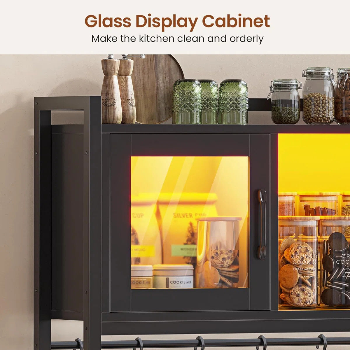 Kitchen Racks: It is a 47.2-inch microwave stand with storage and a power outlet