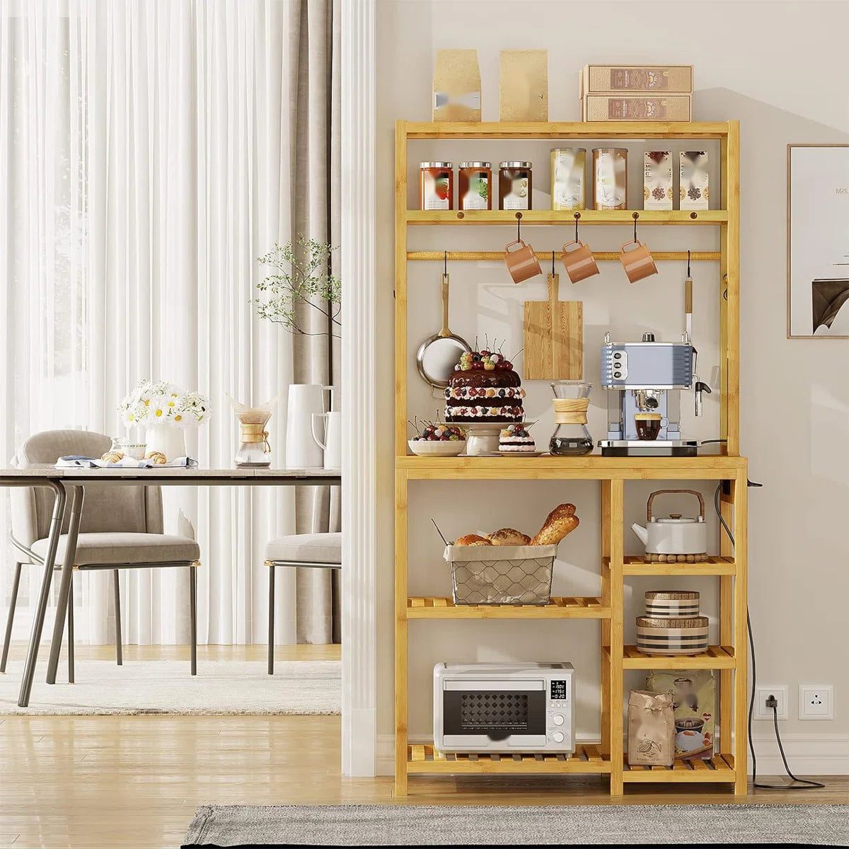 Kitchen Racks: 10-hook Kitchen Utility Storage Shelf, and 8-Tier Microwave Stand